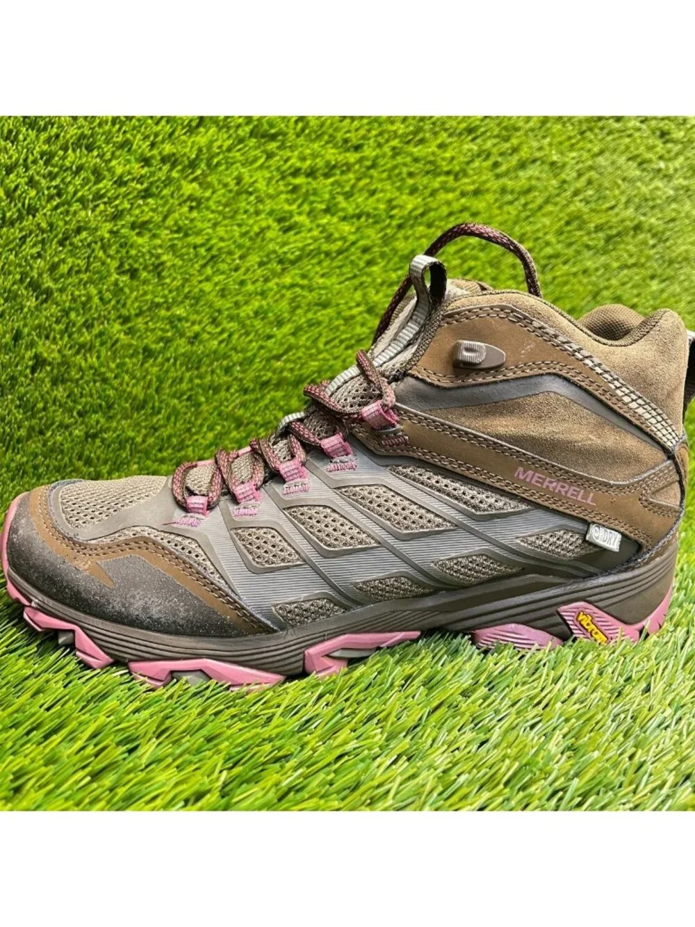Merrell Moab FST Boulder Mid Womens Size 9.5 Brown Athletic Trail Hiking Shoes